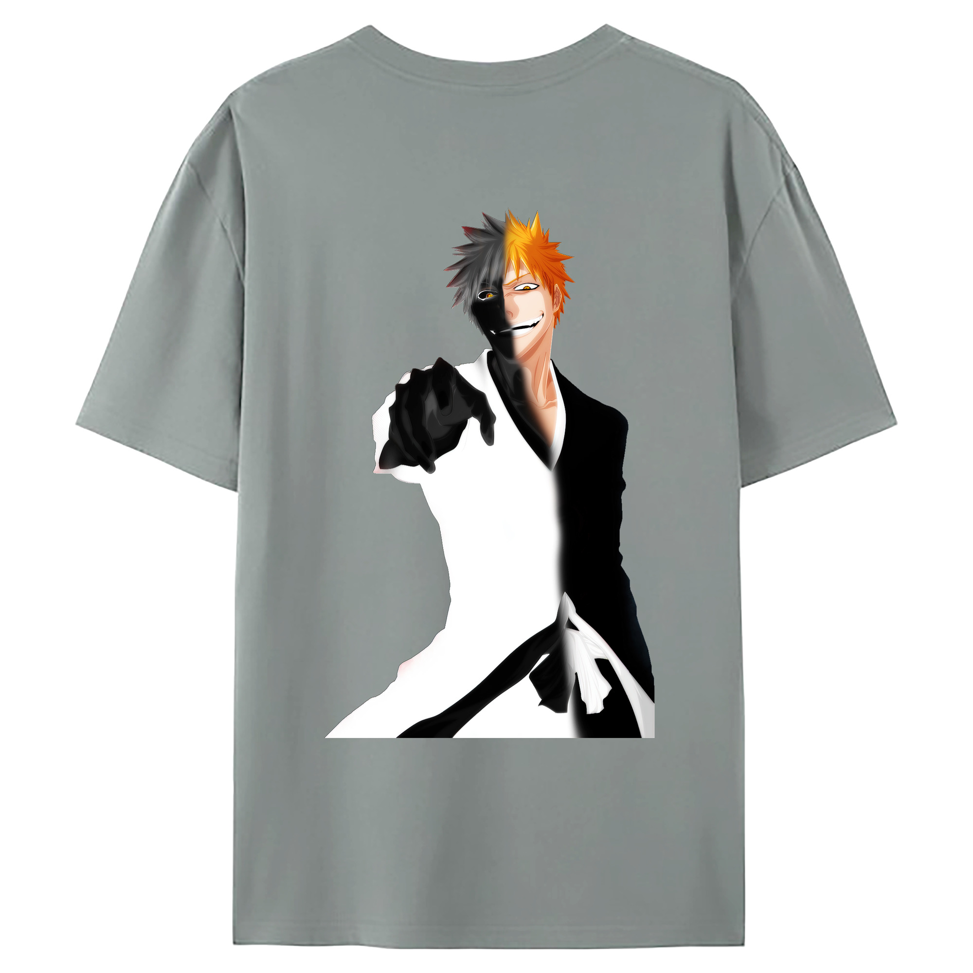 （画像用） ブリーチ 黒崎一護（くろさき いちご）BLEACH Kurosaki Ichigo 綿100％ メンズ半袖Tシャツ（バックプリント） 通気性